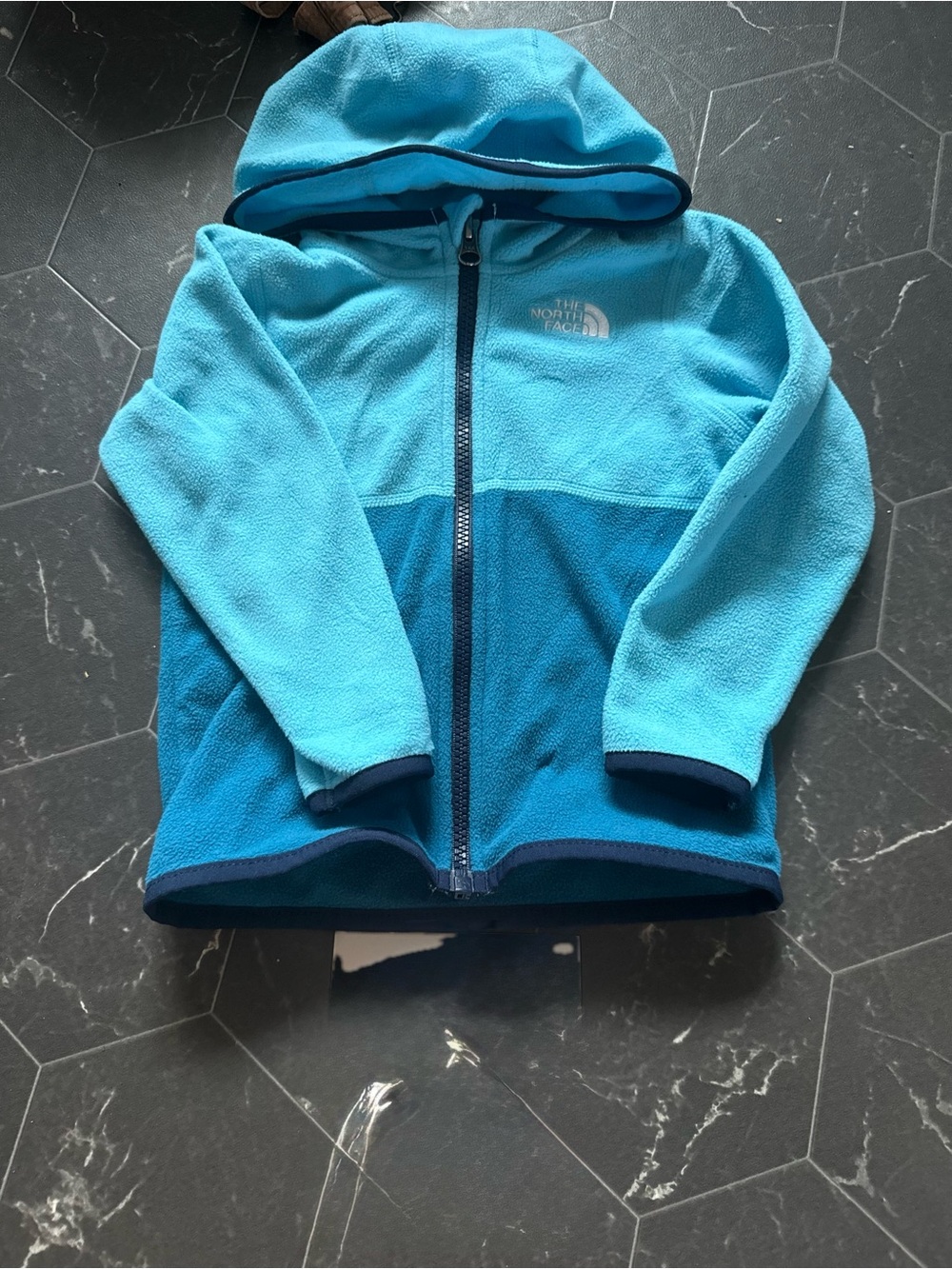 The North Face Kids' Two-Tone Aqua & Teal Hooded Fleece Jacket